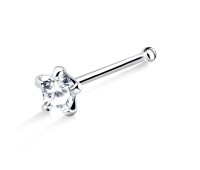 Prong Set Stone Silver Bone Nose Stud NSKD-115